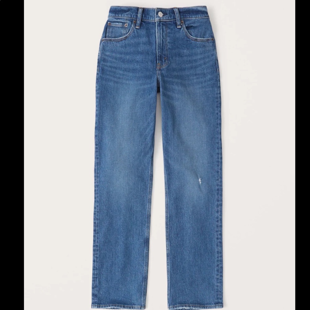BNWT Abercrombie & Fitch Low Rise 90s Straight Jeans Sz32/14 Dark Wash